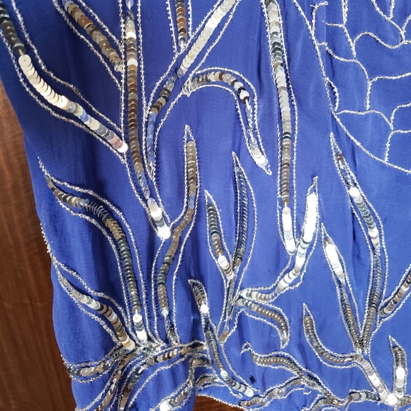 Vintage Neiman Marcus silk sequin beaded blouse - Picture 5 of 13
